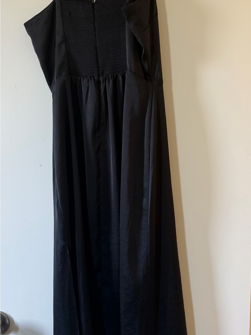 Wilfred Black Strapless Maxi with Shirred Bodice and Flowing Skirt